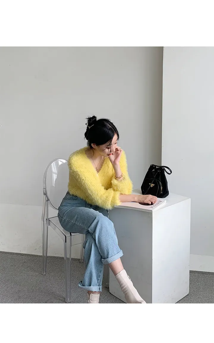 (촉감 굿~! 올해도 대박) 앙리 크롭 퍼가디건 상세 이미지 15