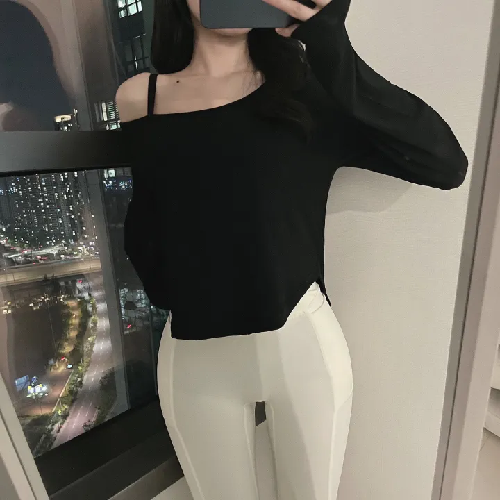 후들촉촉 크롭 유넥 밑단 굴림 긴팔 t 상세 이미지 25