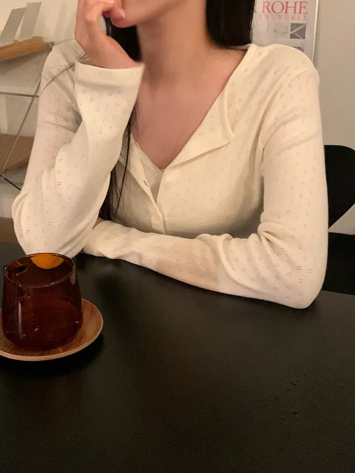 [ 3천장돌파 ] 펀칭가디건 크롭 라운드 가디건 루즈핏 레드가디건 빨간가디건 라운드넥가디건 빈티지가디건 상세 이미지 37