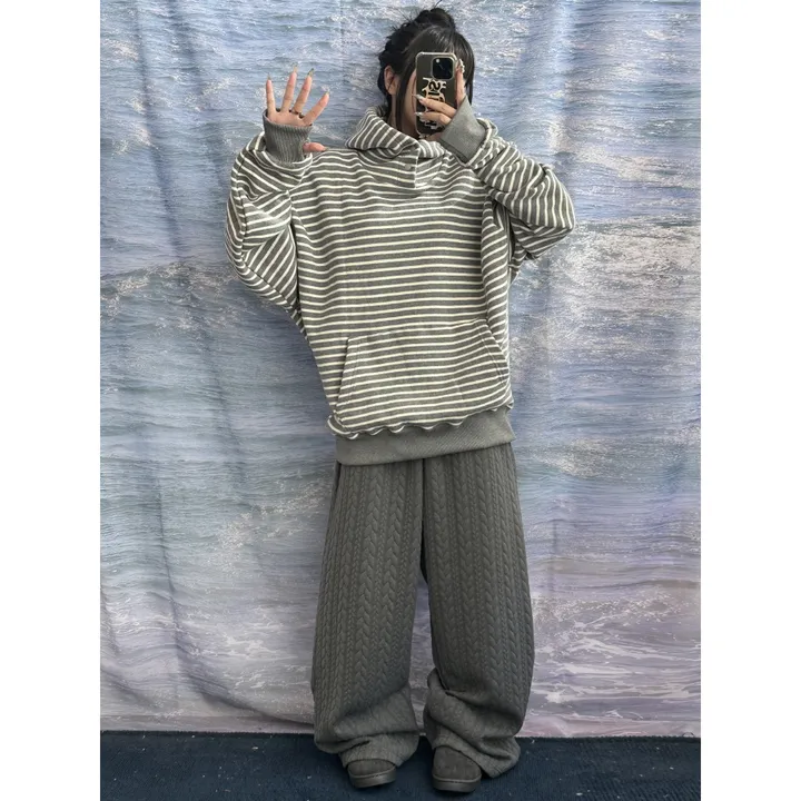 누빔🌡️[UNISEX/소장추천!]퀼트 블랭킷 웜업 케이블 포인트 윈터 루즈 와이드 트레이닝 팬츠(4color/5-7일 여유주문) 상세 이미지 41