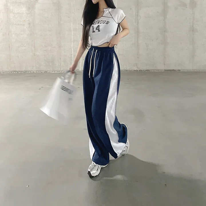 *7color*[롱다리핏/핏보장] 싸인 사이드 핀턱 배색 와이드팬츠 트레이닝 봄팬츠 백포켓 힙 트렌디 꾸안꾸 상세 이미지 17