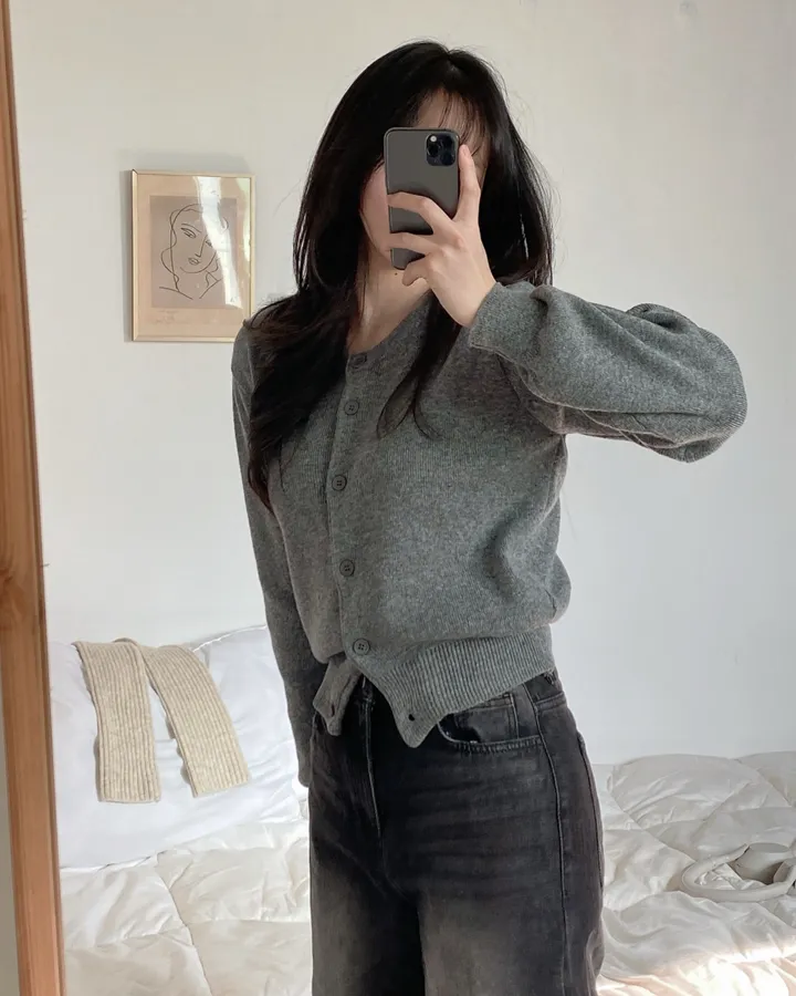 [데일리/인생핏] 라운드 무지 기본 긴팔 니트 가디건 상세 이미지 43