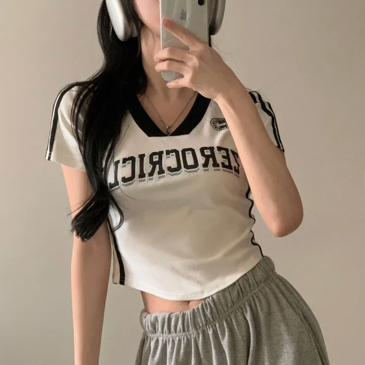 [찐만족도100%🤍] 블록코어 져지 배색 레터링 스트릿 크롭 반팔티셔츠 - 6color 상세 이미지 22