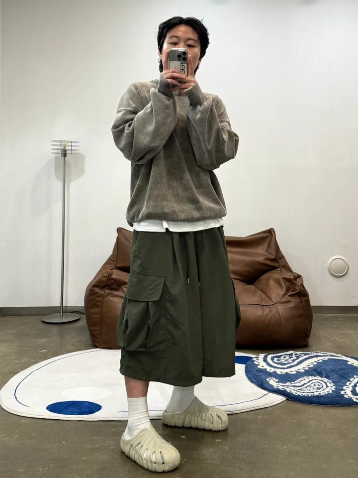 (누적 1000장)(4COLOR) 빅포켓 나일론 8부 카고팬츠 (카고반바지, 여름반바지, 8부팬츠, 와이드반바지, 카고하프팬츠, 나일론팬츠) 상세 이미지 14