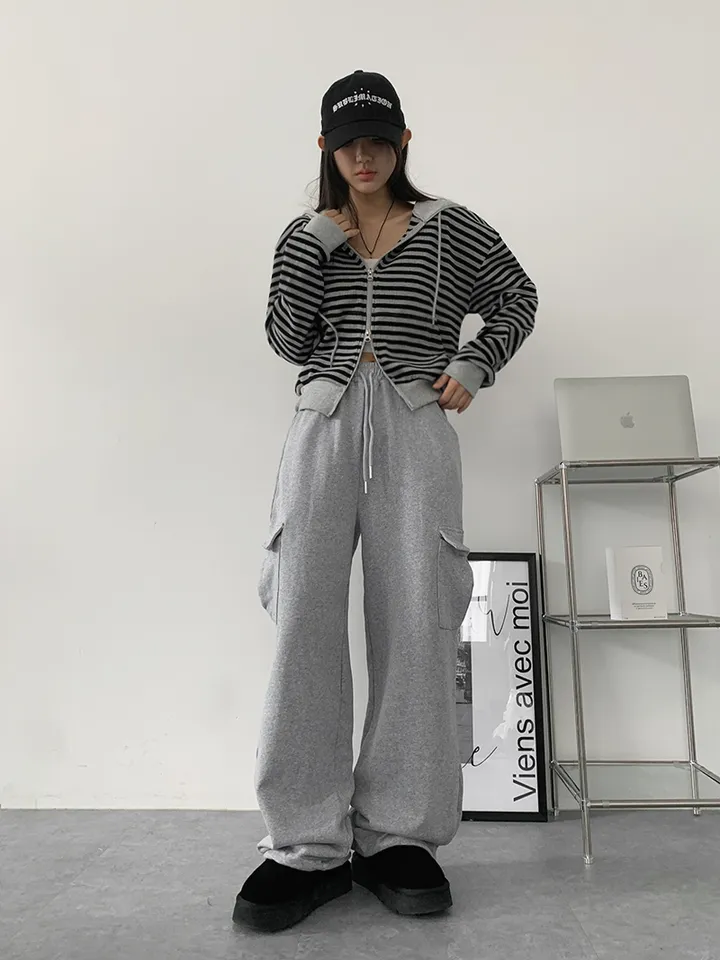 ✨줍줍SALE/마지막수량!!✨[기본,롱기장/가격찐!! 도톰한 쭈리원단 *스트링조절* 데일리 와이드 트레이닝팬츠] 이단쭈리카고스트링팬츠 상세 이미지 30
