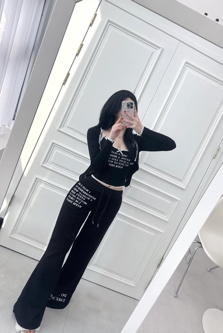 [몸매예뻐보이는💕] 로우 레터링 쓰리피스 트레이닝 세트 레이스나시  3ps 상세 이미지 3