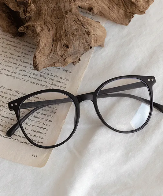 🚀당일출고/원가정리🚀 [주문폭주/NO마진!] 블루라이트 차단 데일리 원형 뿔테 투명 가벼운 안경 안경테 시력보호 (2color)