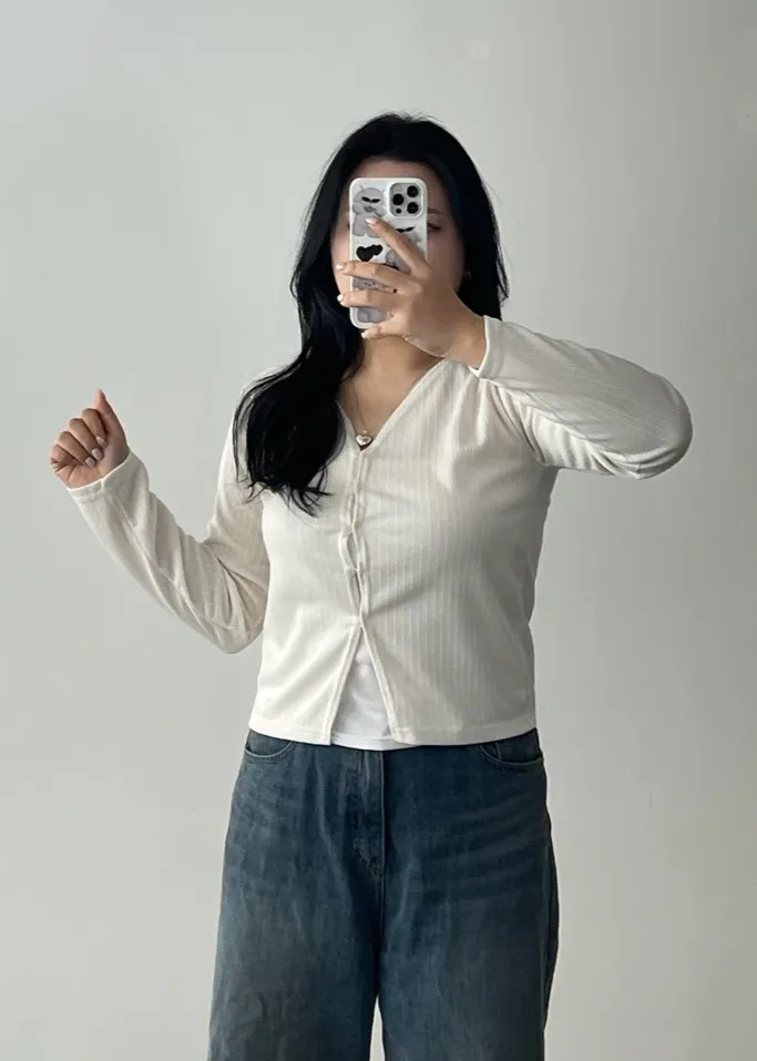 [2사이즈] 색감굿@ 가디건 브이넥 레이어드 여리핏 빅사이즈 크롭 봄옷  통통 베이직 꾸안꾸 상세 이미지 57