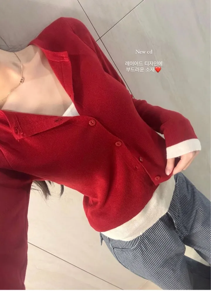 [일체형] 4color 레이어드 니트 가디건 *레이어드 가디건, 골지 가디건, 간절기, 배색가디건 상세 이미지 7