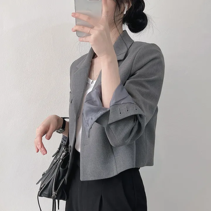 봄자켓*.* [패드없는, 퀄리티굿] 소매트임 크롭 자켓 상세 이미지 45