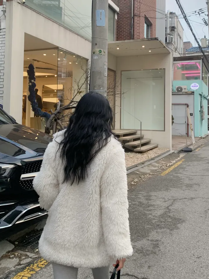 [시즌오프]양털 페이크 퍼 푸들퍼 자켓 뽀글 하프 코트 3color 상세 이미지 13