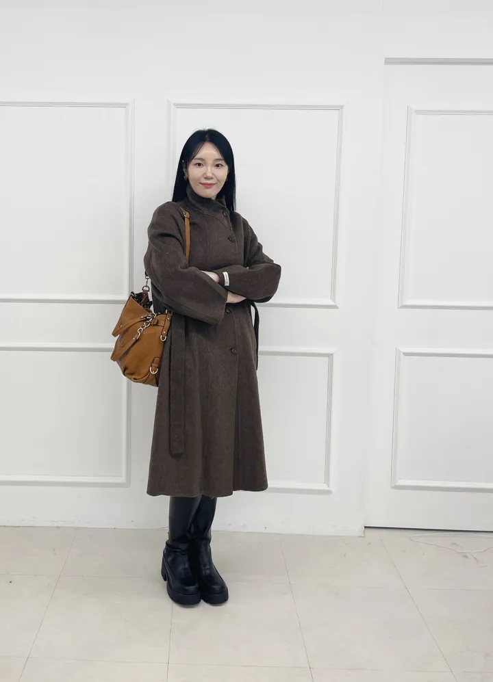 자체제작 원단부터 다른 엣지넥 양모 핸드메이드코트 빅사이즈 연말룩 하객룩 110까지 상세 이미지 22