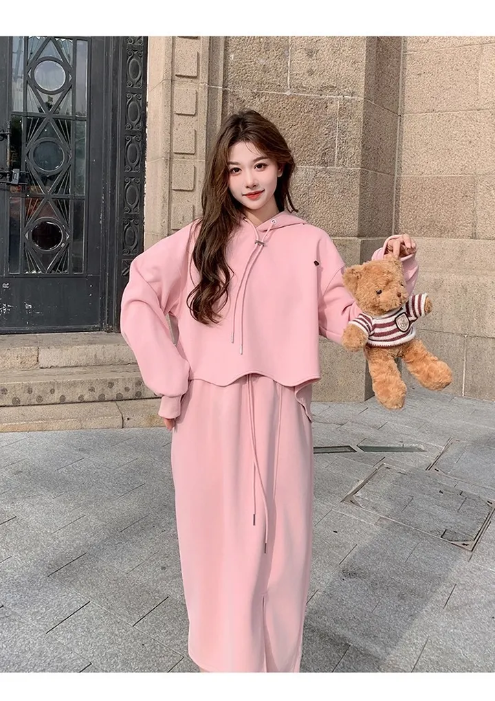 ❣️러블리❣️ 상하의 세트 후드티 치마 간절기 여리여리 귀염핏 여신핏 봄 가을 코디세트 트레이닝세트 트레이닝복 상세 이미지 6