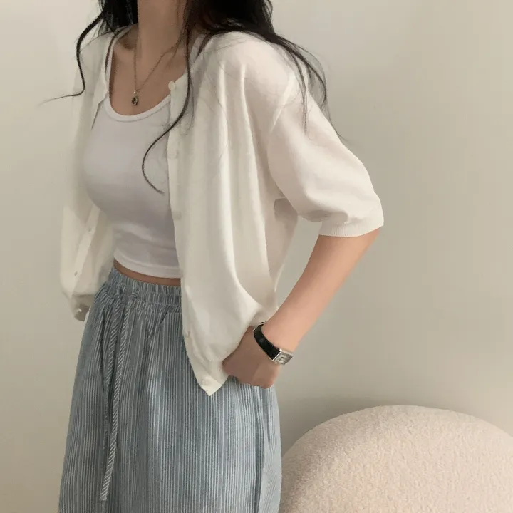 [고급여름원단/데일리] 시원한, 뱀부 반팔 니트가디건 - 7color 상세 이미지 30