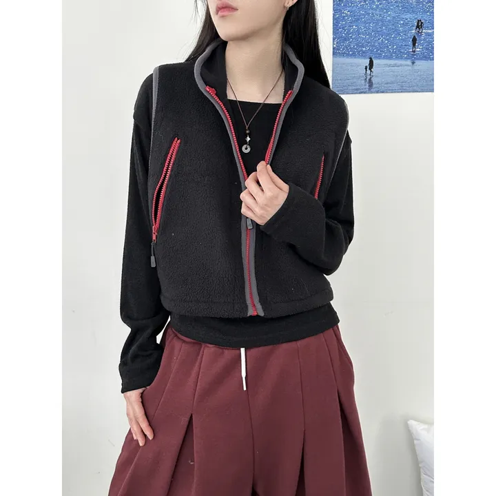 [OOTJ MADE]키치 더 힙 믹스 컬러 포인트 플리스 후리스 하이넥 집업 베스트(4color) 상세 이미지 21