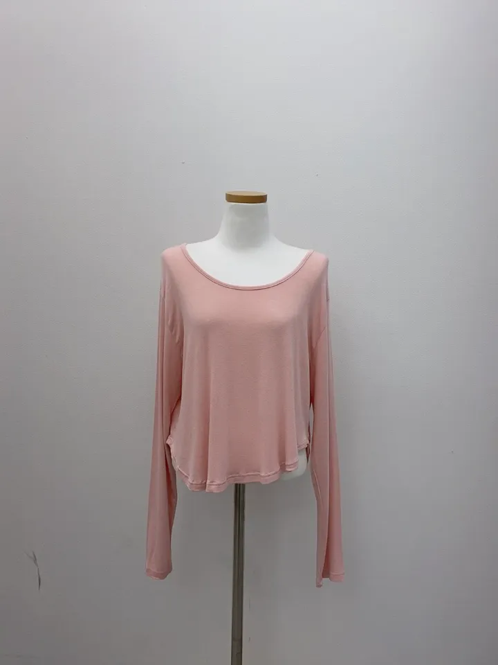 후들촉촉 크롭 유넥 밑단 굴림 긴팔 t 상세 이미지 32