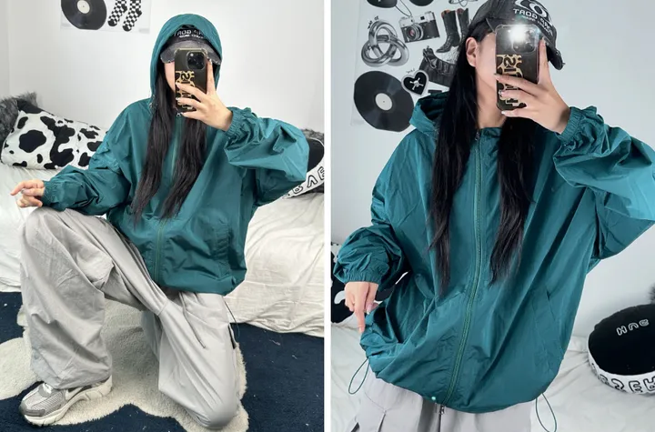 [재진행/UNISEX]고프 후드 루디 컬러 힙 윈드 집업 점퍼(chacoal,wine,blue) 상세 이미지 30