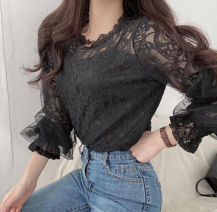 안감있는, 세젤예 레이스 시스루블라우스 4color 상세 이미지 15