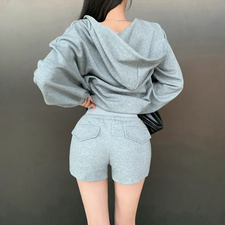 *단독제작/당일* [여름밤에도🕶/힙커버] 빅포켓 오버핏 후드티 + 반바지 set 셋업 투피스 아방핏 루즈핏 하의실종 상세 이미지 6