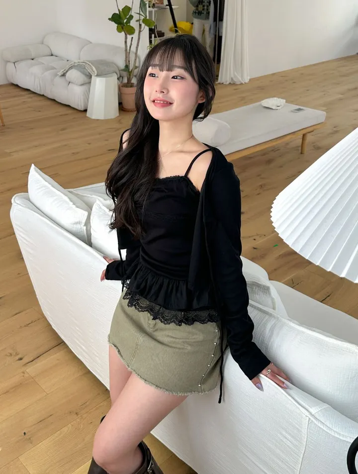 [나시&가디건 set] 레이스 캉캉 포인트 나시 세트 (2color) 상세 이미지 22