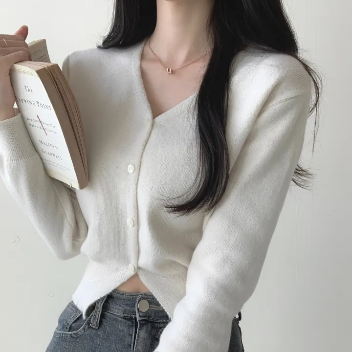 [허리잘록/예쁜핏🤍!] 스노이 브이넥 니트가디건 - 5color 상세 이미지 12