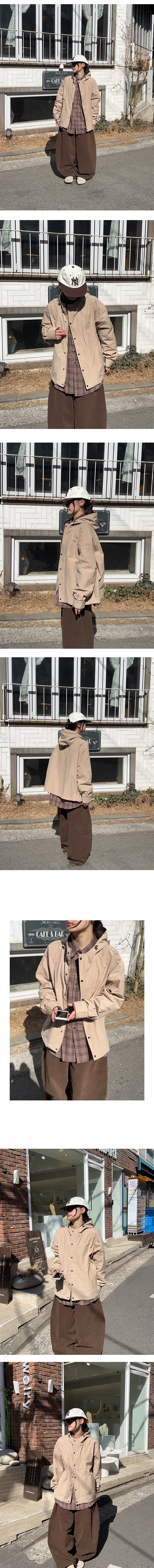 남녀공용 타코 배색 후드 야상 자켓 (3color) 상세 이미지 4