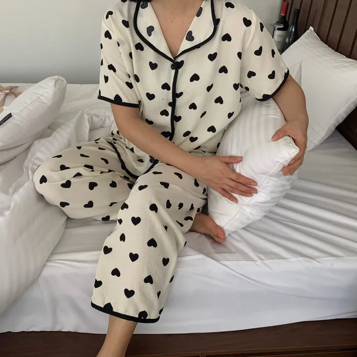 [오후12시 이전 주문시 당일배송]3세트 지지미 홈웨어 파자마 세트(리본,복숭아 추가) 상세 이미지 9
