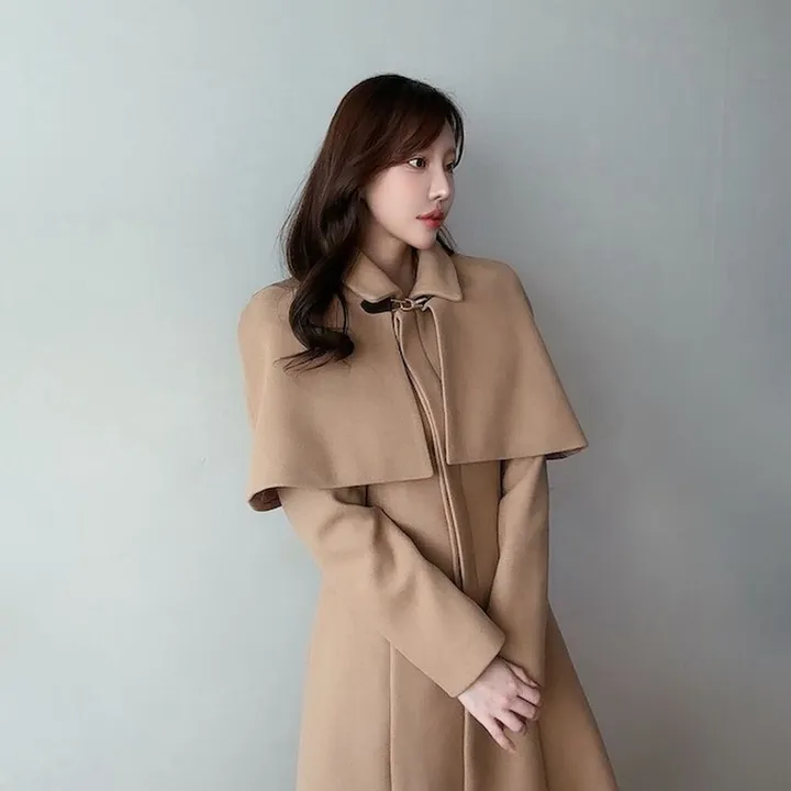 *탈부착가능* 케이프 망토 플레어 롱코트 (2color) / 하객룩 데이트룩 오피스룩 면접룩 상견례룩 파티룩 연말룩 데일리룩 상세 이미지 8
