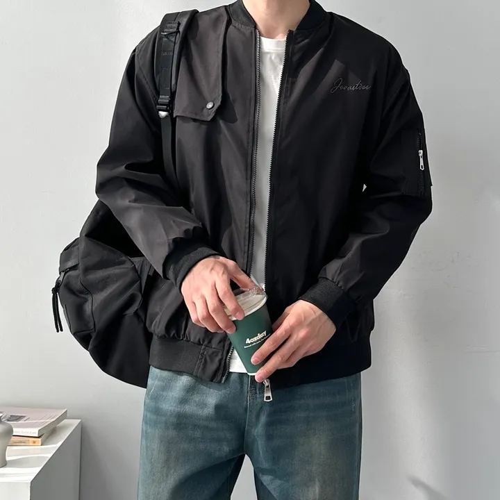 남녀공용 자수 백 레터링 봄 가을 간절기 아우터 오버핏 바람막이 루즈핏 자켓 점퍼 백레터링자수바람막이 상세 이미지 15
