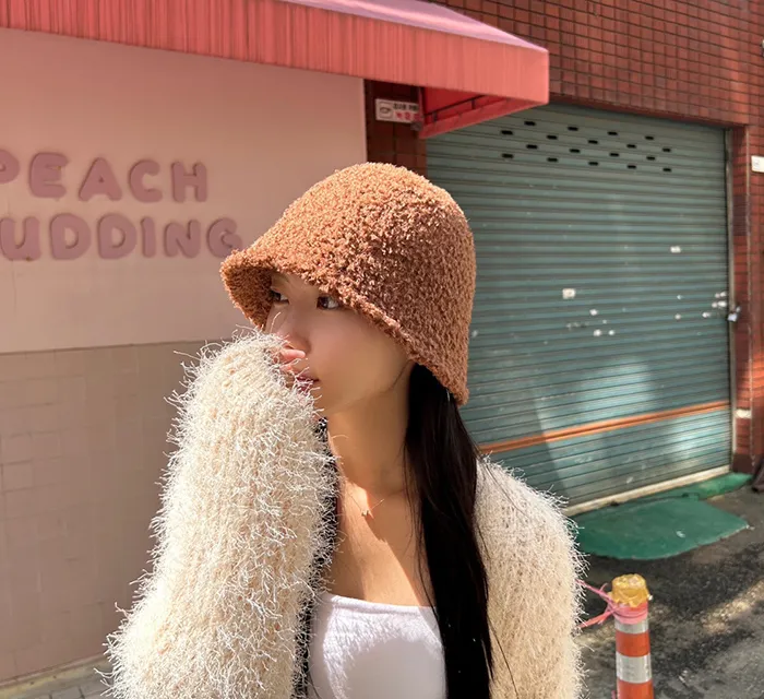 [당일배송]루킨포자체생산[특가세일]무지 뽀글이 벙거지 [묶음세일]뽀송이 양털 니트 버킷햇 모자 4color(블랙칼라-2000원) 상세 이미지 27
