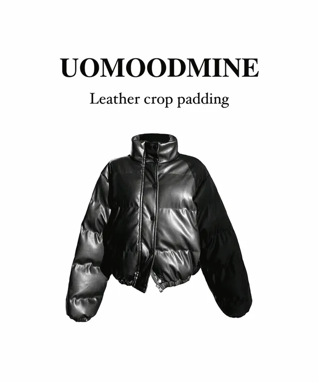 🚀유사품주의🚀 자체제작 레더 크롭 패딩 / 하이넥 유광 레자 가죽 숏 숏패딩 점퍼 크롭패딩 레더패딩 가죽패딩 유광패딩 y2k 자체제작패딩 빈티지 유니크 스트릿 고퀄리티