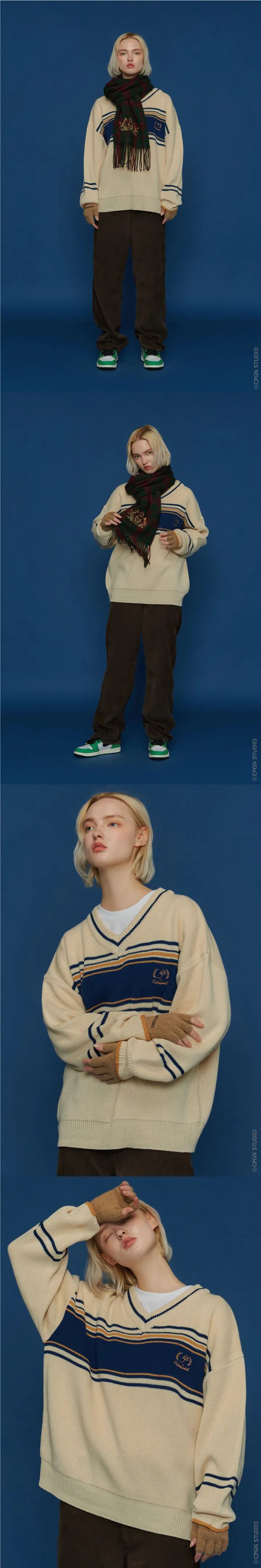 COMME V NECK SWEATER CREAM 상세 이미지 2