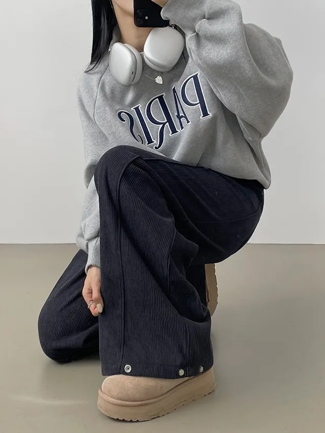 [한파대비/3기장~2XL!] 스냅버튼 융기모 코듀로이 골덴 폴딩 와이드팬츠 4color 상세 이미지 85