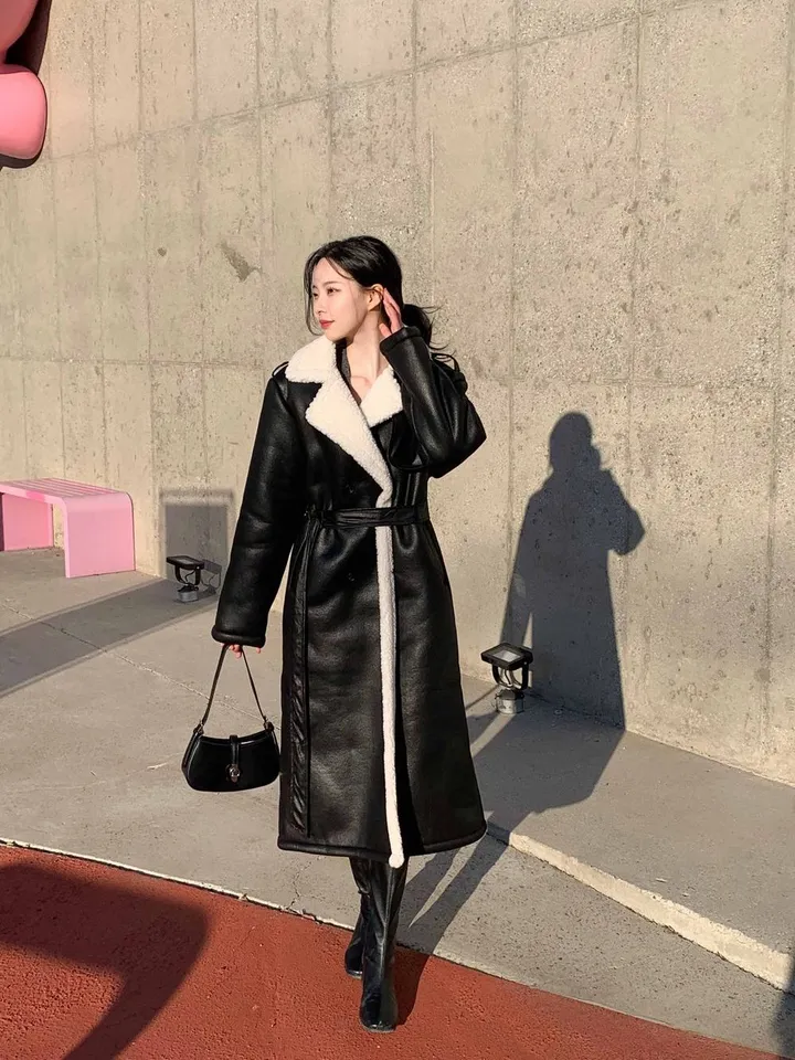[고퀄🔥] 그라 가죽 롱코트 / 가죽코트 레더코트 벨트코트 양털코트 무스탕 코트 핸드메이드코트 하프코트 더블코트 떡볶이코트 양털자켓 뽀글이 후리스 롱패딩 밍크코트 라이더자켓 봄 상세 이미지 20
