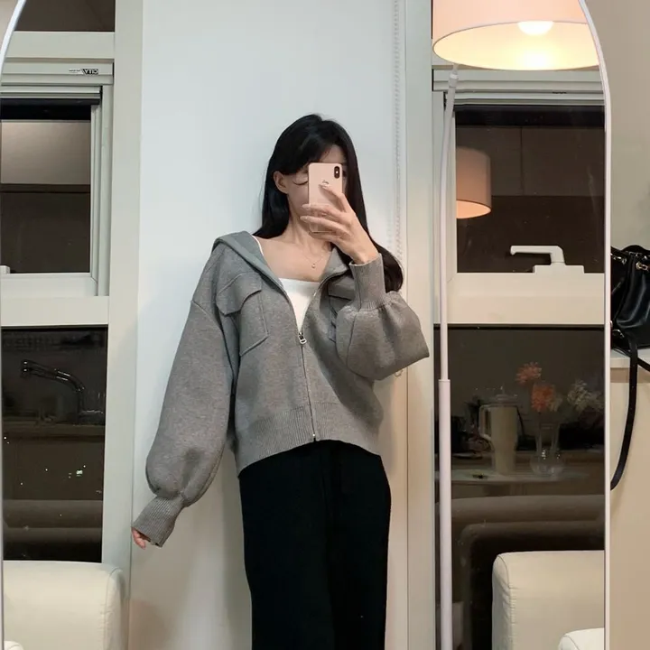 봄신상 고퀄리티 벌룬소매 아방핏 집업니트가디건  4COLOR 상세 이미지 25