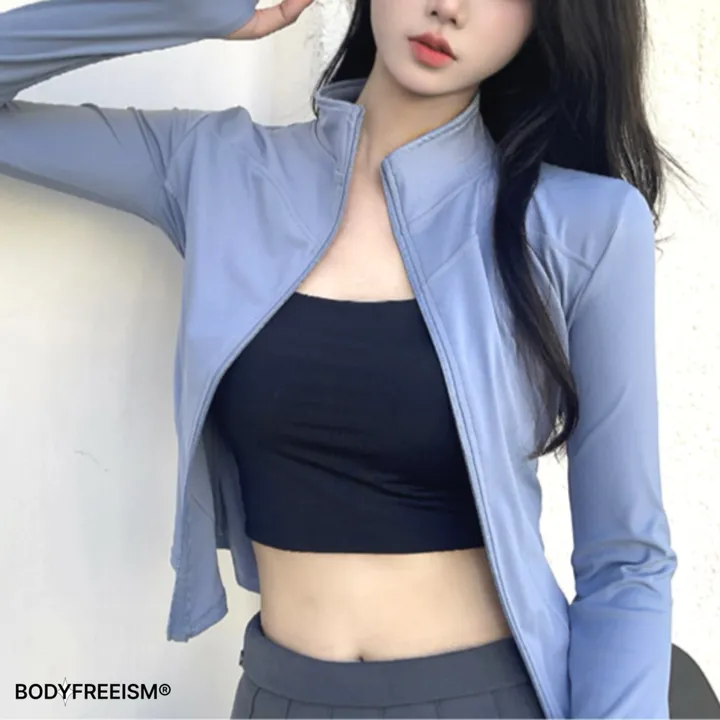 [브라탑+집업세트💙] 쿨링감 대박🧊 여름집업 햇빛차단 몸매보정 슬림핏 허리잘록 집업 레쉬가드 슬림라인 슬림핏 루즈핏 레쉬가드 집업 스포츠 지퍼형 브라 SET 상세 이미지 21