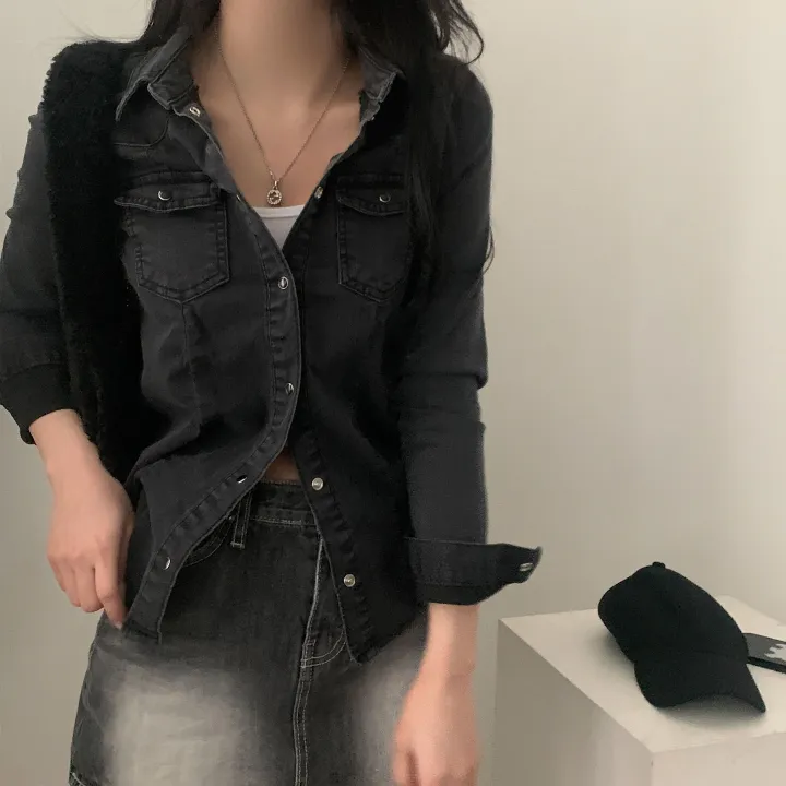 [S,M,L] 데님라인 슬림 워싱 똑딱이 데님 청자켓/셔츠남방 - 3color 상세 이미지 34
