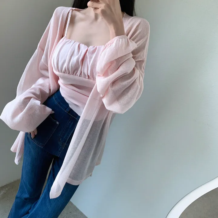로코 셔링탑set 루즈핏 가디건 상세 이미지 15