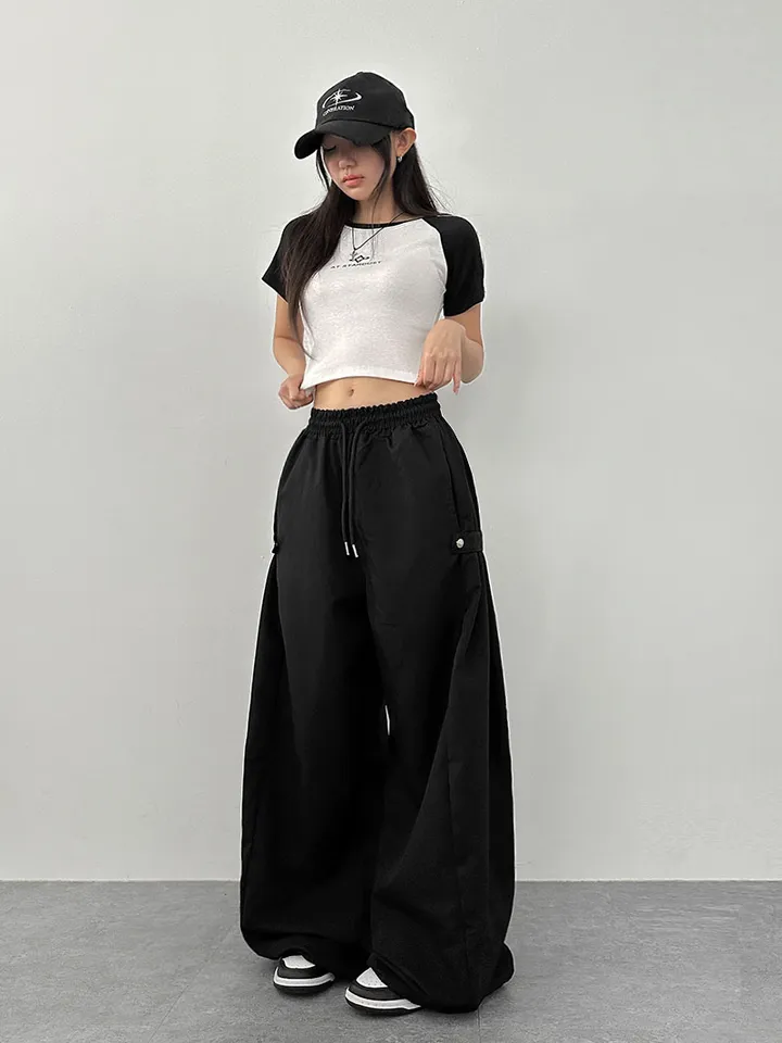 [사이드스냅🖤벌룬핏/나일론 2way스트링조절 비죠버튼 와이드팬츠] 비죠버튼벌룬와이드팬츠 상세 이미지 85