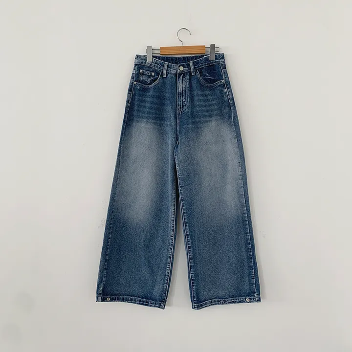 [숏,기본,롱/~XL/핏보장💙*밑단스냅단추 투웨이* 워싱 와이드데님] 헤이브밑단스냅와이드데님 상세 이미지 55