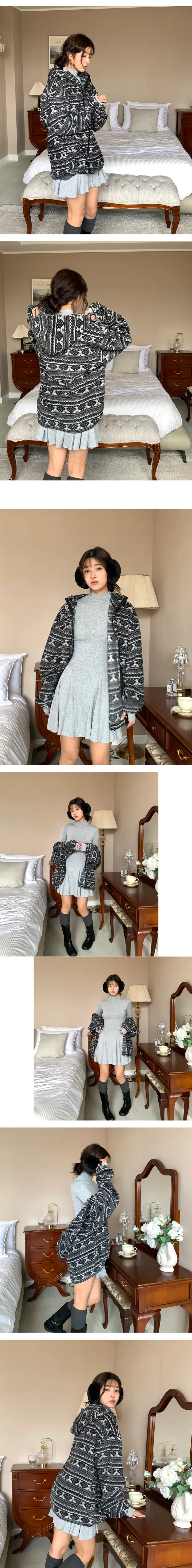 [아방핏,3colors,남녀공용] 후리스 빈티지 아메카지 후드집업 상세 이미지 5