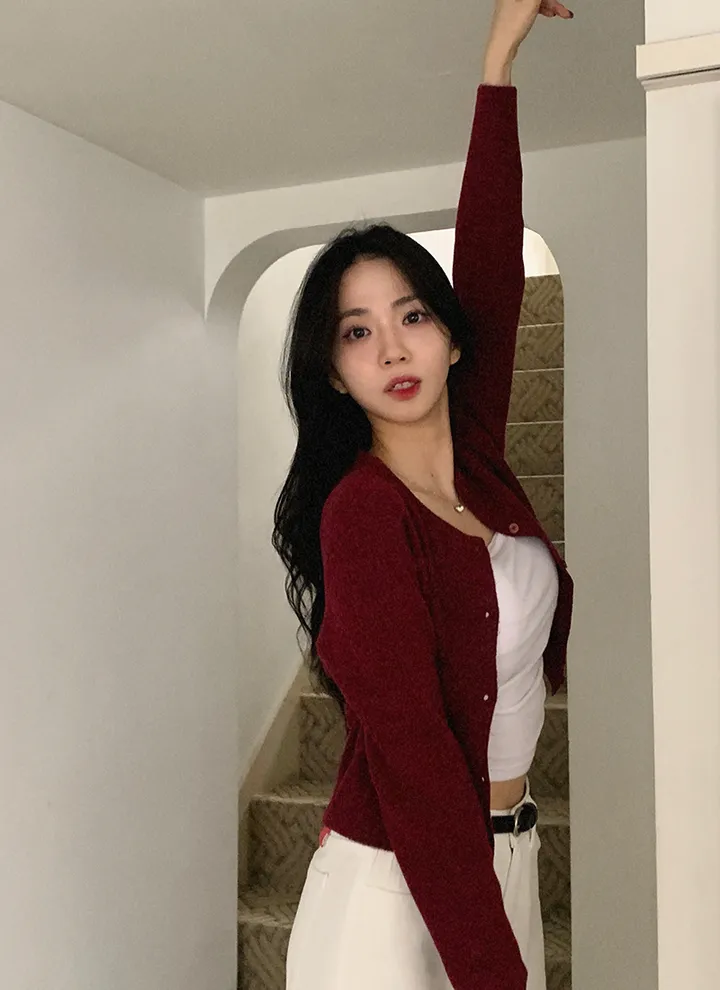 1+1할인🐰[루즈핏🤍] 베리 골지 라운드넥 가디건 상세 이미지 5