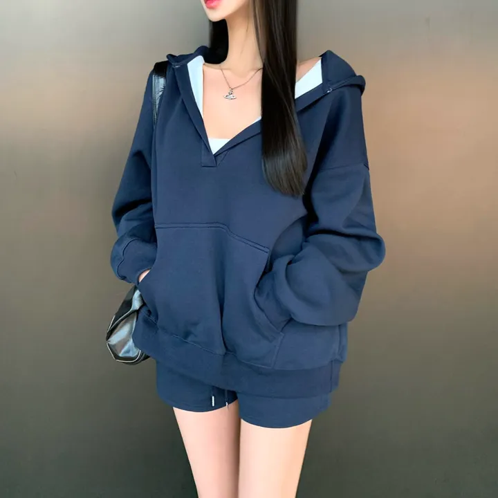*단독제작/당일* [여름밤에도🕶/힙커버] 빅포켓 오버핏 후드티 + 반바지 set 셋업 투피스 아방핏 루즈핏 하의실종 상세 이미지 15