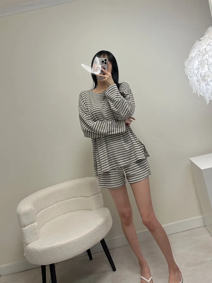 [장마룩] 와플 단가라 트레이닝 투피스 세트 상세 이미지 4