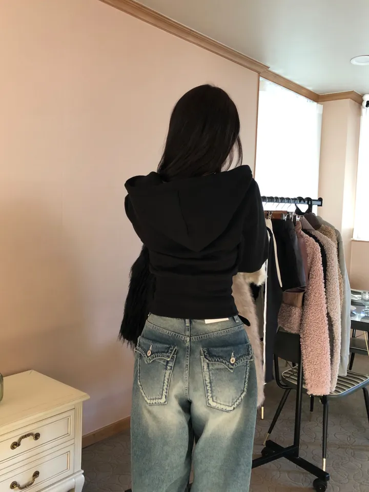 [당일발송🚀/허리보정!] 밴딩 포켓 크롭 후드집업 슬림핏 집업 상세 이미지 25