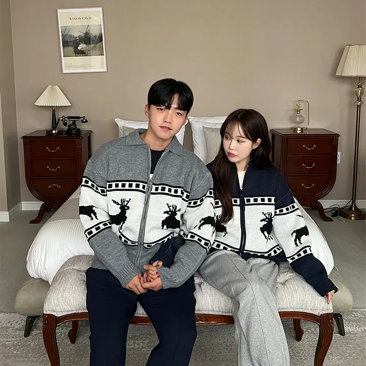 🎄퀄리티보장/당일출고!!🎄] 2Col 루돌프 사슴 카라 긴팔 니트