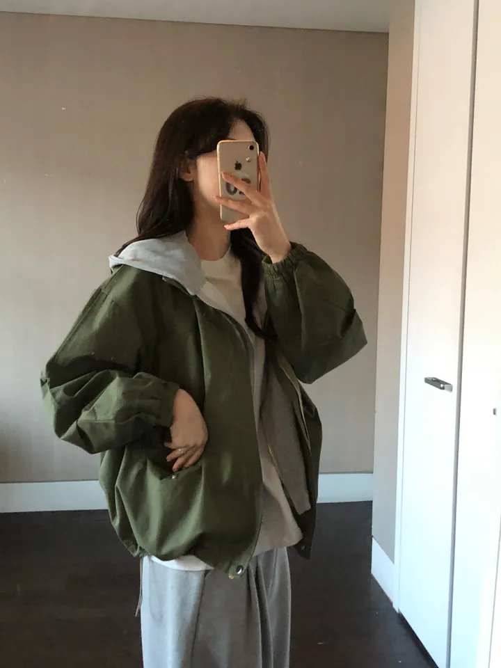 [최저가보장/후드탈부착!] 루즈핏 후드 레이어드 야상 점퍼 누빔 안감있음 -2colo 상세 이미지 45