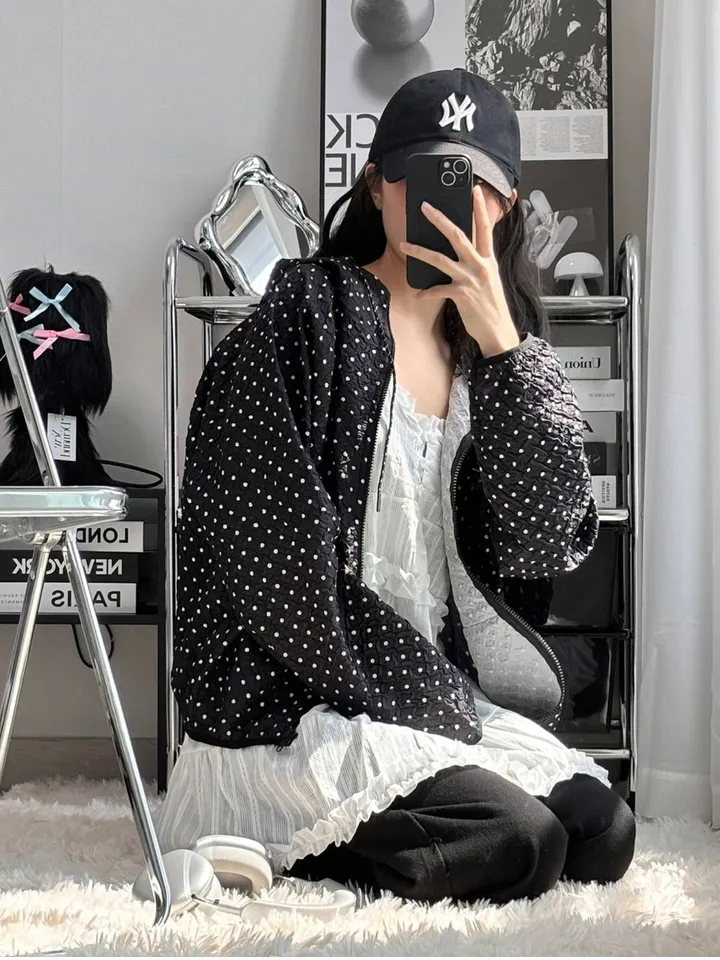 💝인기아우터💝주문폭주[봄아우터] 엔티JP 엠보 도트 후드 집업 /떙땡이/바람막이/봄/여름/아우터/얇은집업 - 2color 상세 이미지 29