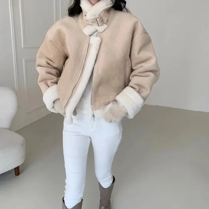 히놀라 ❤️스웨이드 하이넥 숏 무스탕 3color 상세 이미지 14