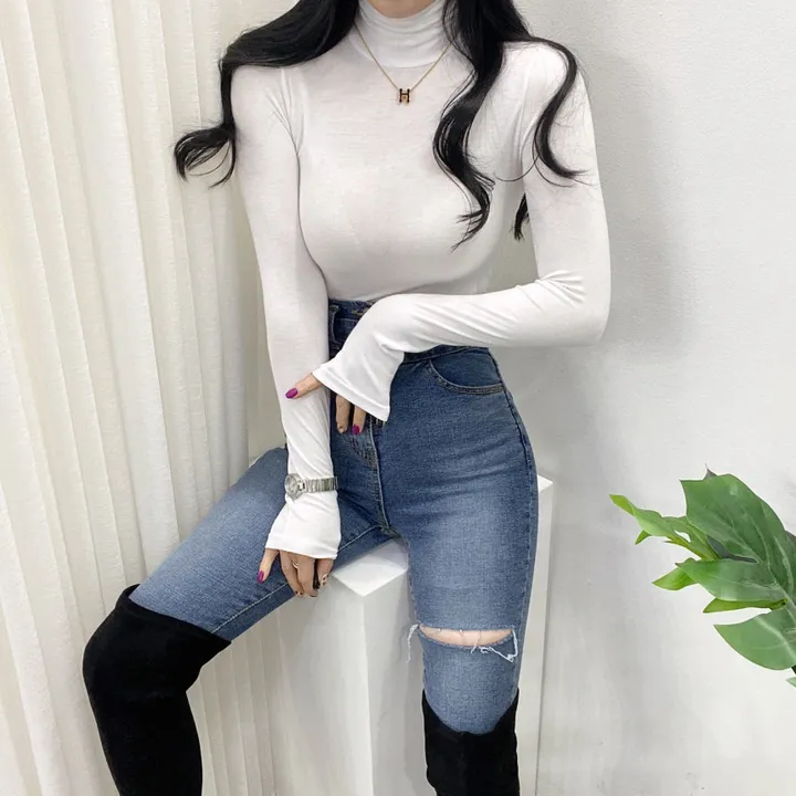 🚀당일발송🚀[6천장돌파/기모선택/묶음할인] 봄 가을 겨울 메이 부들 여리 폴라 티셔츠 이너티 상세 이미지 9